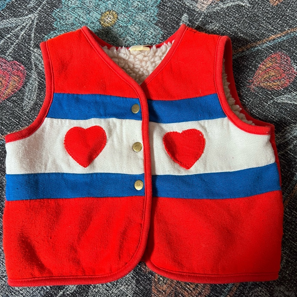Kids Vintage Red and Blue Heart Vest